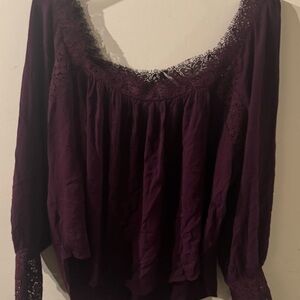 Free People Deep Purple Lace Women's Blouse